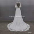 Sexy Illusion Backless V Barrer Train Train Fashion Fashion Bride Wedding Wedding Vestido de boda